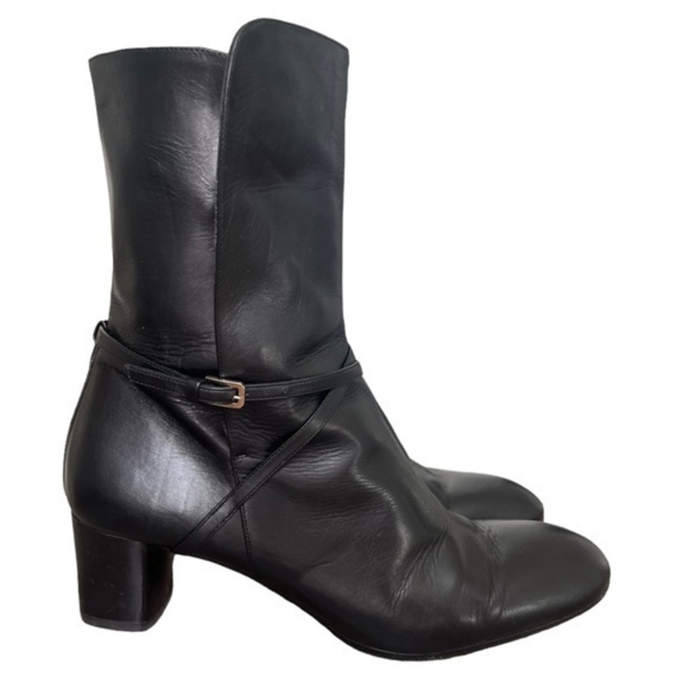 Bally Black Leather Mid-Calf Strap Ankle Boots
